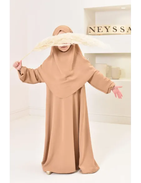 ensemble abaya khimar enfant, soie de jazz, robe de prière petite fille
