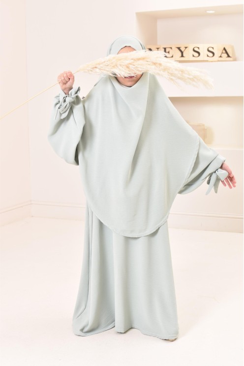 Ensemble abaya khimar mère ou fille, tenue de prière assortie, tissu jazz