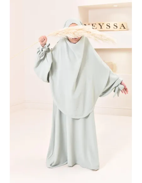 Ensemble abaya khimar mère ou fille, tenue de prière assortie, tissu jazz