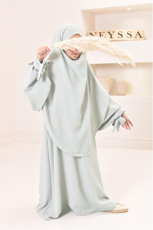 Ensemble abaya khimar mère ou fille, tenue de prière assortie, tissu jazz