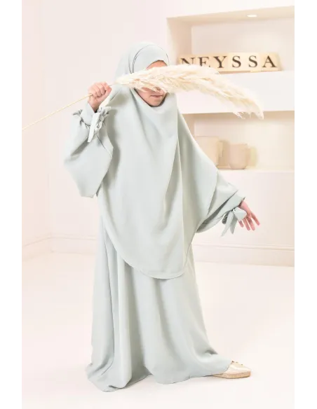 Ensemble abaya khimar mère ou fille, tenue de prière assortie, tissu jazz