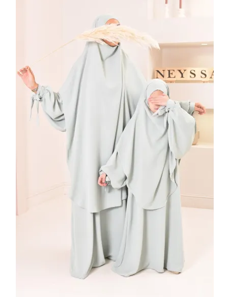 Ensemble abaya khimar mère ou fille, tenue de prière assortie, tissu jazz