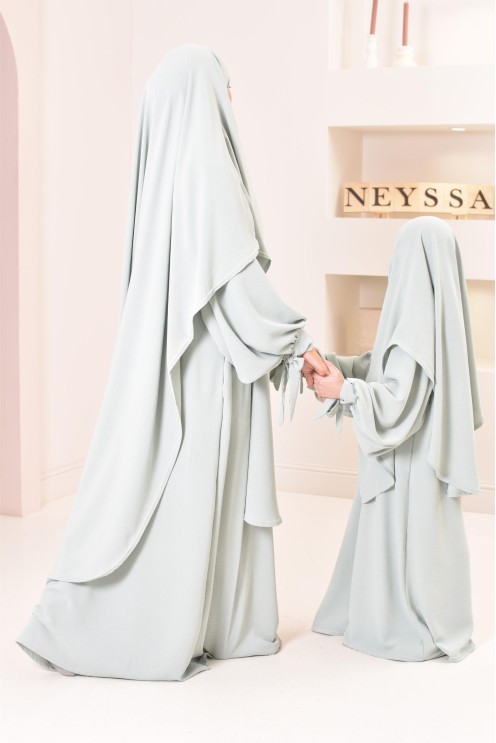 Ensemble abaya khimar mère ou fille, tenue de prière assortie, tissu jazz