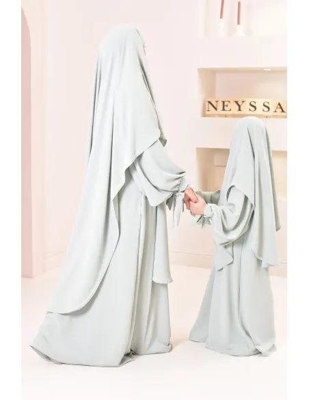 Ensemble abaya khimar mère ou fille, tenue de prière assortie, tissu jazz