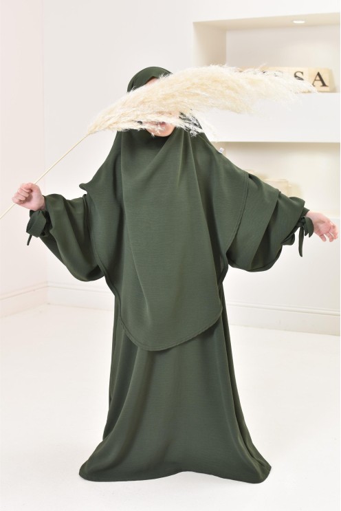 abaya khimar extra long mère ou fille, tenue de prière fluide en jazz