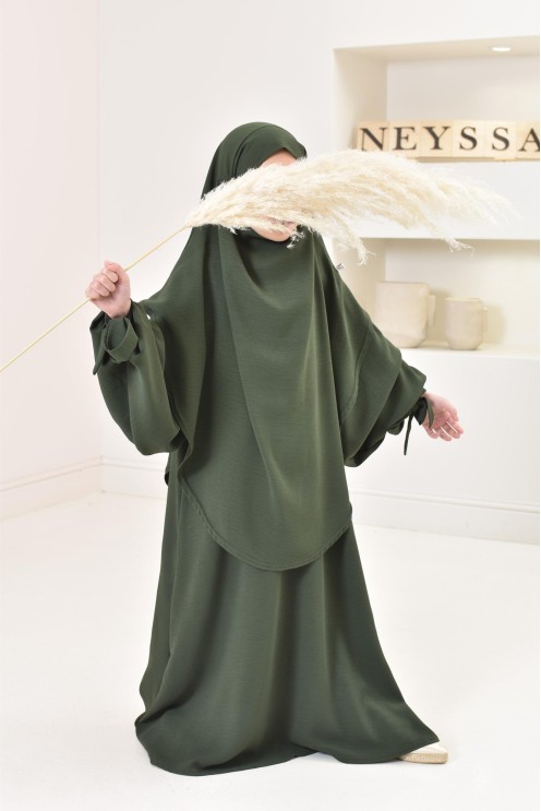 abaya khimar extra long mère ou fille, tenue de prière fluide en jazz