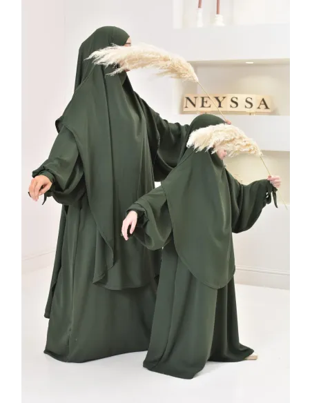 abaya khimar extra long mère ou fille, tenue de prière fluide en jazz