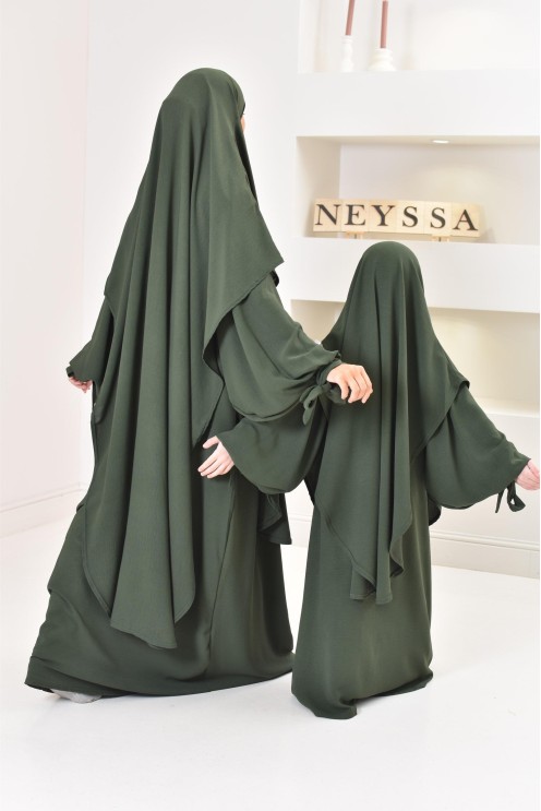 abaya khimar extra long mère ou fille, tenue de prière fluide en jazz