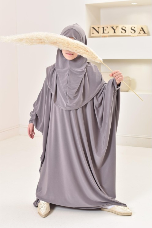 Abaya de prière hijab intégré jersey premium mère ou fille Neyssa shop