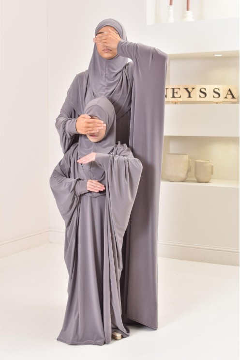 Abaya de prière hijab intégré jersey premium mère ou fille Neyssa shop