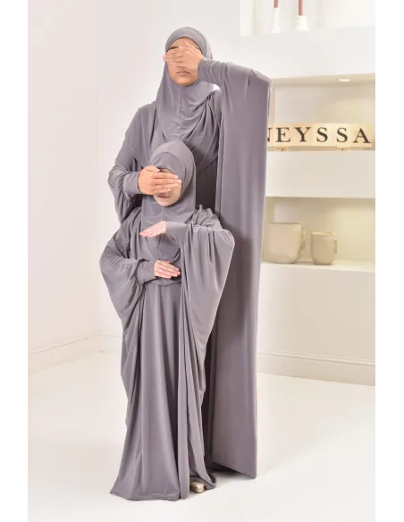 Abaya de prière hijab intégré jersey premium mère ou fille Neyssa shop