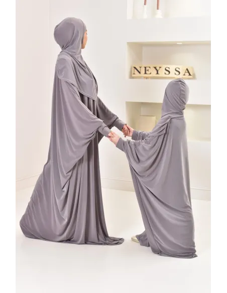 Abaya de prière hijab intégré jersey premium mère ou fille Neyssa shop