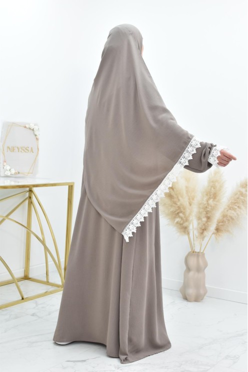 Combo robe de prière mère et fille avec détails de dentelle