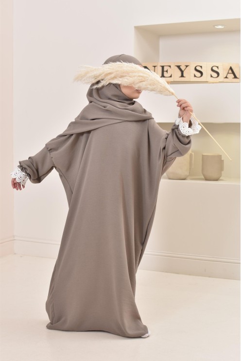 Combo robe de prière mère et fille avec détails de dentelle