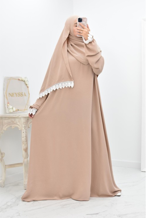 Combo robe abaya de prière mère/ fille avec détails de dentelle ramadan et Aid