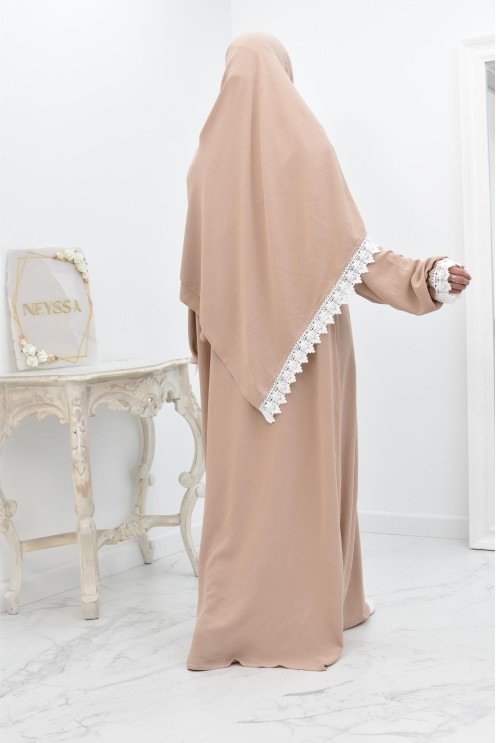 Combo robe abaya de prière mère/ fille avec détails de dentelle ramadan et Aid