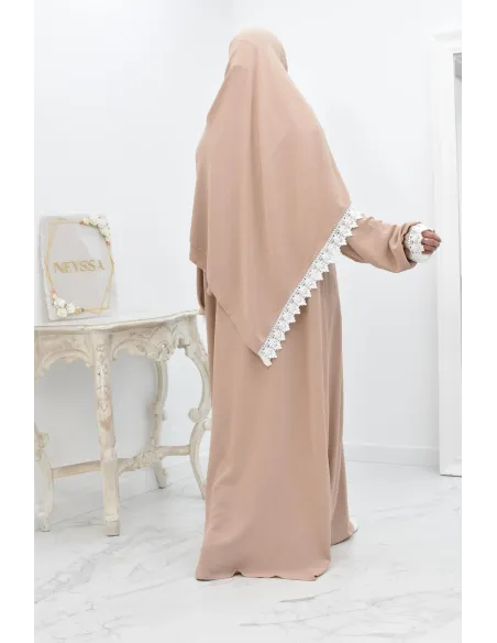 Combo robe abaya de prière mère/ fille avec détails de dentelle ramadan et Aid