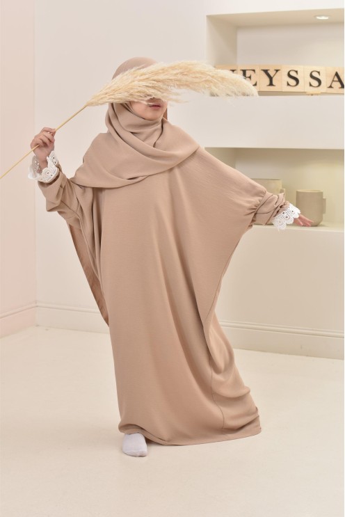 Combo robe abaya de prière mère/ fille avec détails de dentelle ramadan et Aid