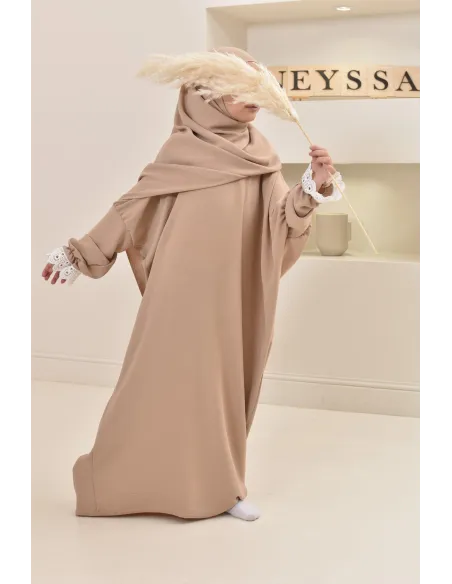 Combo robe abaya de prière mère/ fille avec détails de dentelle ramadan et Aid