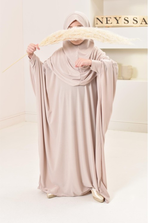 Robe de prière hijab intégré en jersey premium taille adulte ou enfant