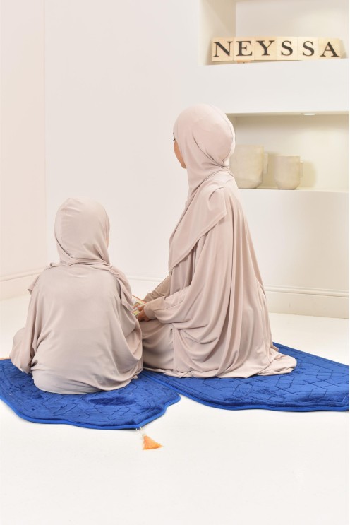 Robe de prière hijab intégré en jersey premium taille adulte ou enfant