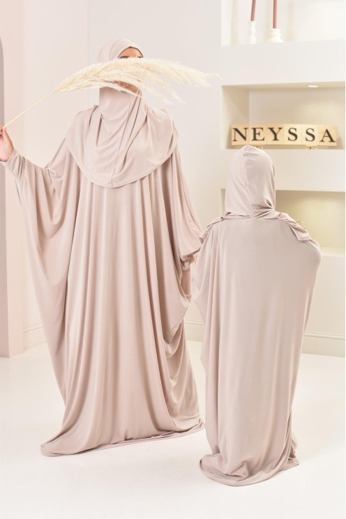 Robe de prière hijab intégré en jersey premium taille adulte ou enfant