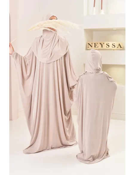 Robe de prière hijab intégré en jersey premium taille adulte ou enfant