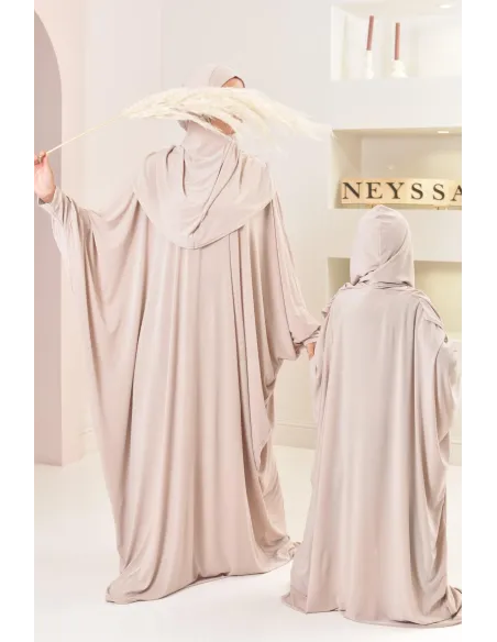 Robe de prière hijab intégré en jersey premium taille adulte ou enfant