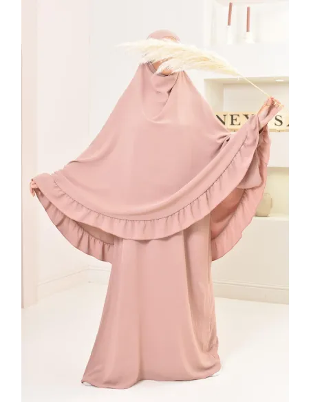 Khimar long Jazz avec volants, style indonésien, coupe légiférée