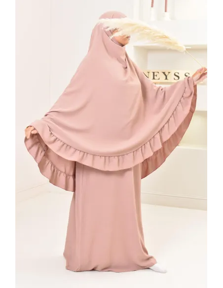 Khimar long Jazz avec volants, style indonésien, coupe légiférée