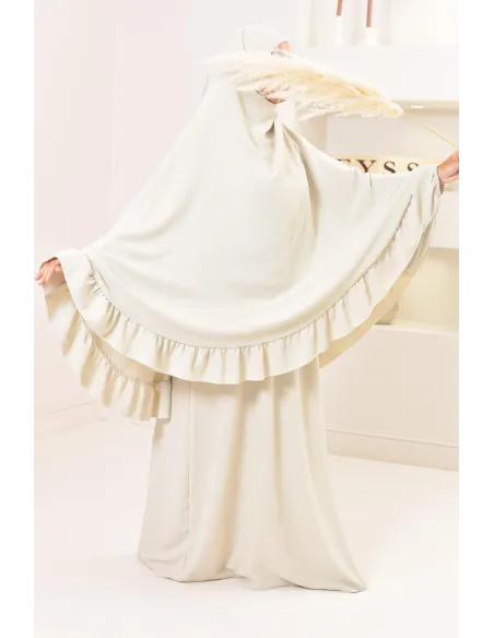 Khimar long Jazz avec volants, style indonésien, coupe légiférée