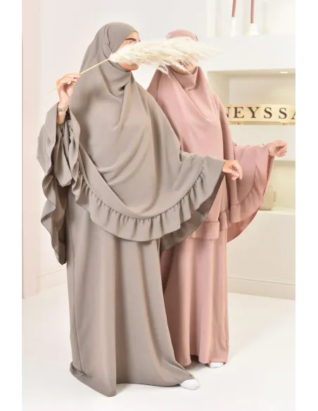 Khimar long Jazz avec volants, style indonésien, coupe légiférée