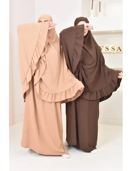 Khimar long Jazz avec volants, style indonésien, coupe légiférée