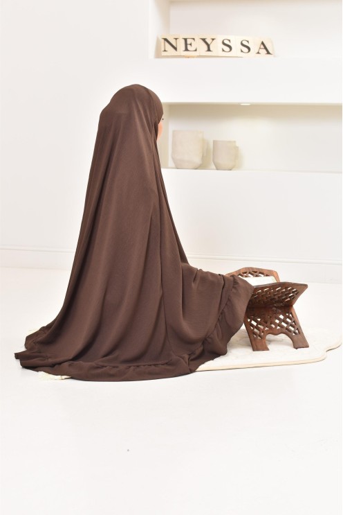 Ensemble abaya khimar soie de Jazz, khimar long avec froufrou