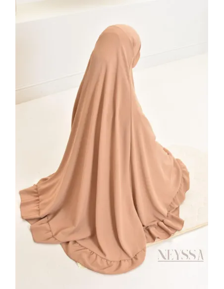 Ensemble abaya khimar soie de Jazz, khimar long avec froufrou