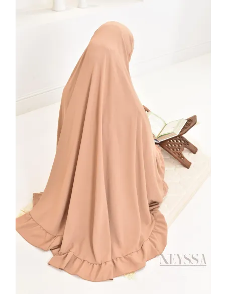 Ensemble abaya khimar soie de Jazz, khimar long avec froufrou