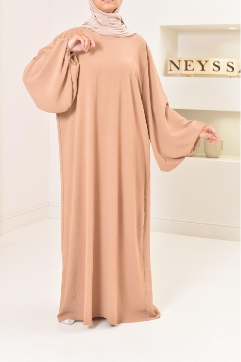 Ensemble abaya khimar soie de Jazz, khimar long avec froufrou