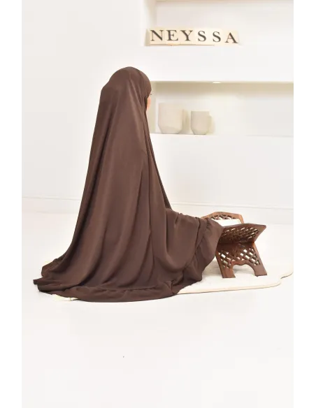 Ensemble abaya khimar 1m80 en jazz, khimar long avec froufrou