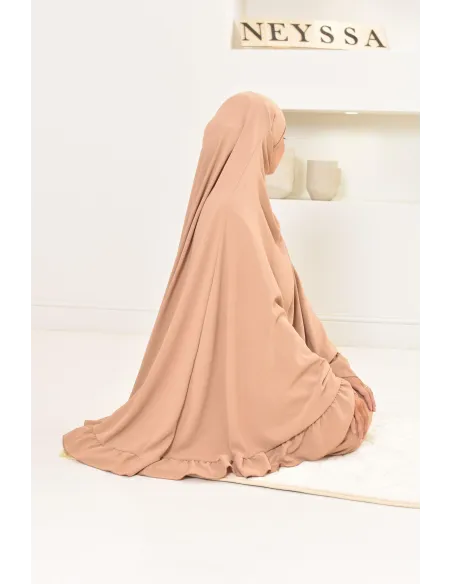 Ensemble abaya khimar 1m80 en jazz, khimar long avec froufrou