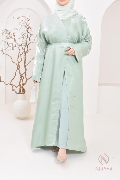 Neyssa Shop Dubai Organza Abaya Kimono, hergestellt in den Vereinigten Arabischen Emiraten