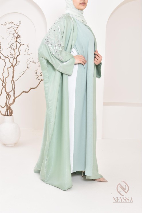 Neyssa Shop Dubai Organza Abaya Kimono, hergestellt in den Vereinigten Arabischen Emiraten