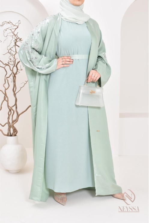 Neyssa Shop Dubai Organza Abaya Kimono, hergestellt in den Vereinigten Arabischen Emiraten