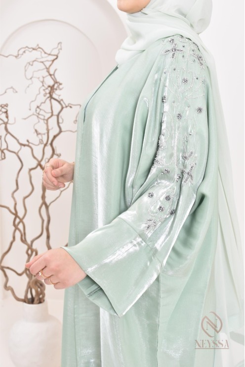 Neyssa Shop Dubai Organza Abaya Kimono, hergestellt in den Vereinigten Arabischen Emiraten