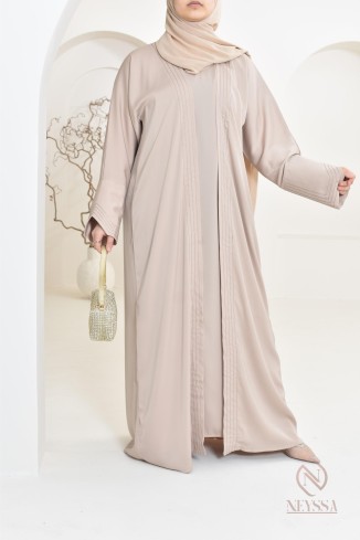 Abaya kimono Dubaï beige, personnalisée Neyssa, made in U.A.E 