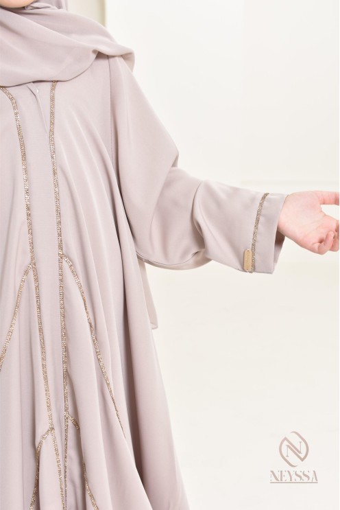 Abaya Dubaï nude pour petite  fille, tenue de l'Aïd 2024, idée cadeau