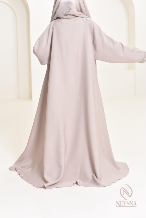 Abaya Dubaï nude pour petite  fille, tenue de l'Aïd 2024, idée cadeau
