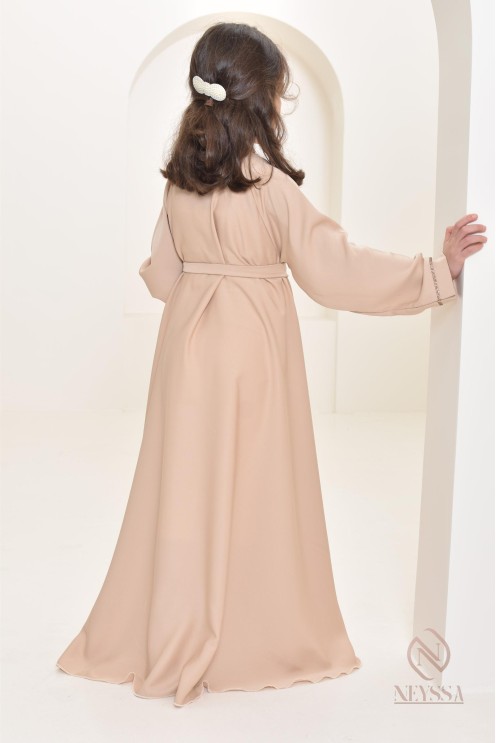Abaya Dubaï beige pour petite fille, tenue de l'Aïd 2024, idée cadeau