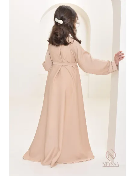 Abaya Dubaï beige pour petite fille, tenue de l'Aïd 2024, idée cadeau