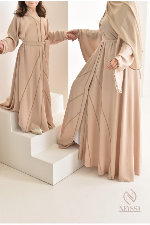 Abaya Dubaï beige pour petite fille, tenue de l'Aïd 2024, idée cadeau