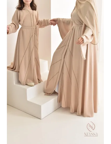 Abaya Dubaï beige pour petite fille, tenue de l'Aïd 2024, idée cadeau
